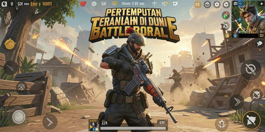 Screenshot utama 5ZK menampilkan pertempuran seru di mode Battle Royale.