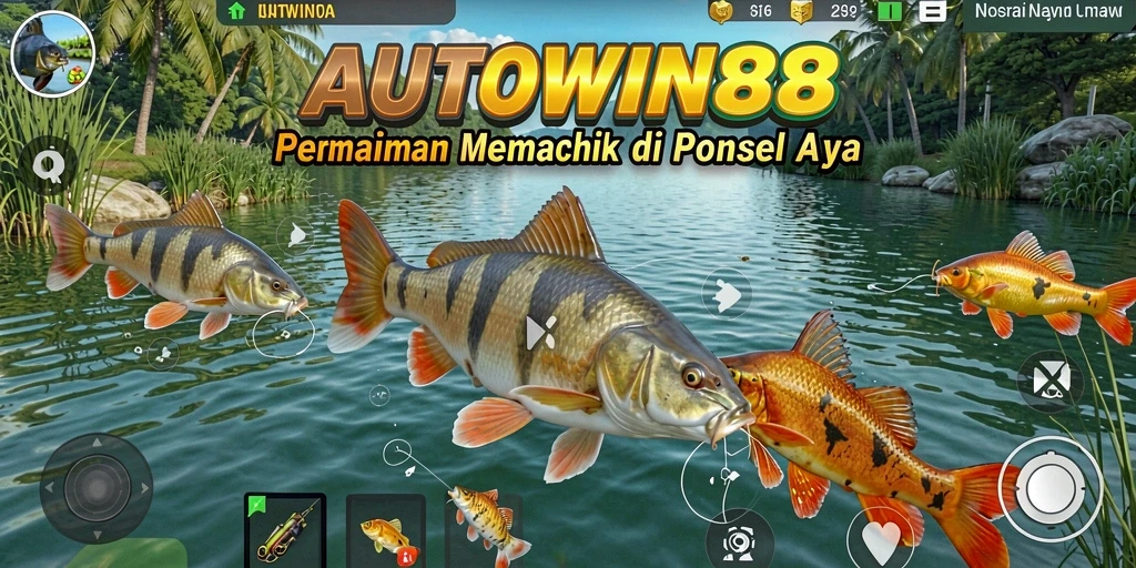Screenshot gameplay AUTOWIN88 menampilkan momen menangkap ikan yang seru.