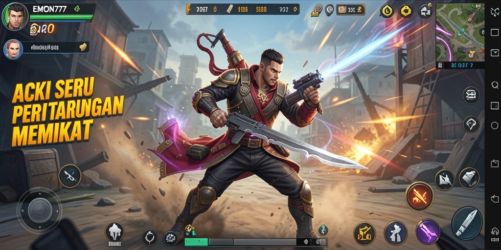 Tampilan gameplay seru dari EMON777 yang penuh aksi.
