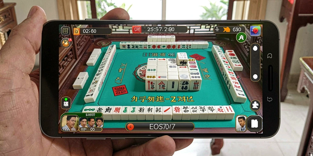 Tampilan gameplay menarik dari EOS77 yang menampilkan aksi Mahjong.