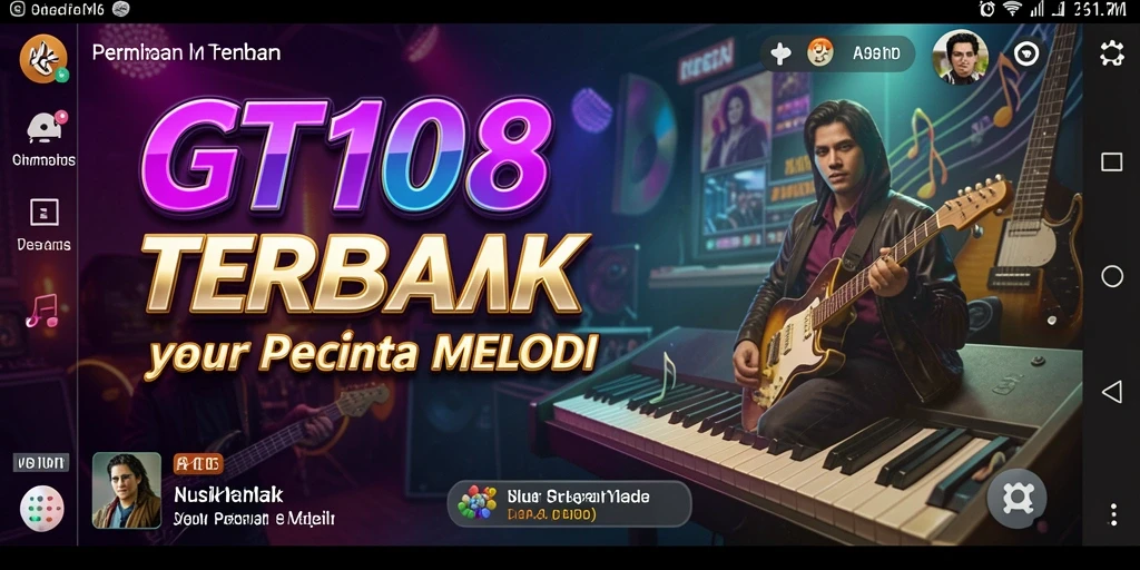 Screenshot gameplay GT108 menunjukkan interaksi pengguna dengan musik.