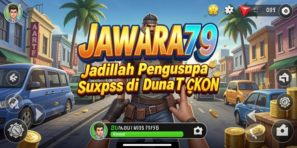 Tampilan menarik dari gameplay JAWARA79 yang menggambarkan manajemen bisnis.