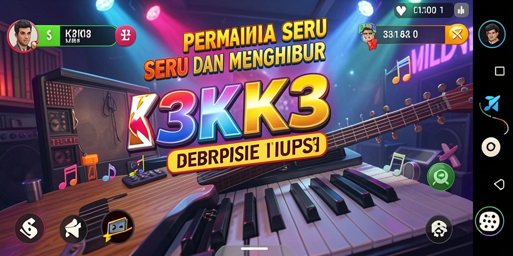 Tampilan gameplay K3K3 yang seru dengan berbagai alat musik.