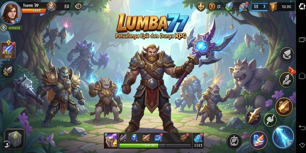 Tampilan gameplay LUMBA77 yang menampilkan pertarungan seru di dunia fantasi.