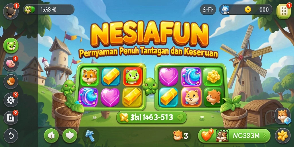 Tampilan gameplay menarik NESIAFUN dengan warna-warni ceria.