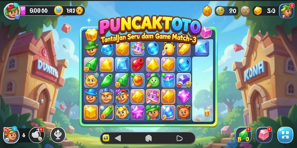 Gameplay seru dari PUNCAKTOTO dengan elemen Match-3 yang menarik.