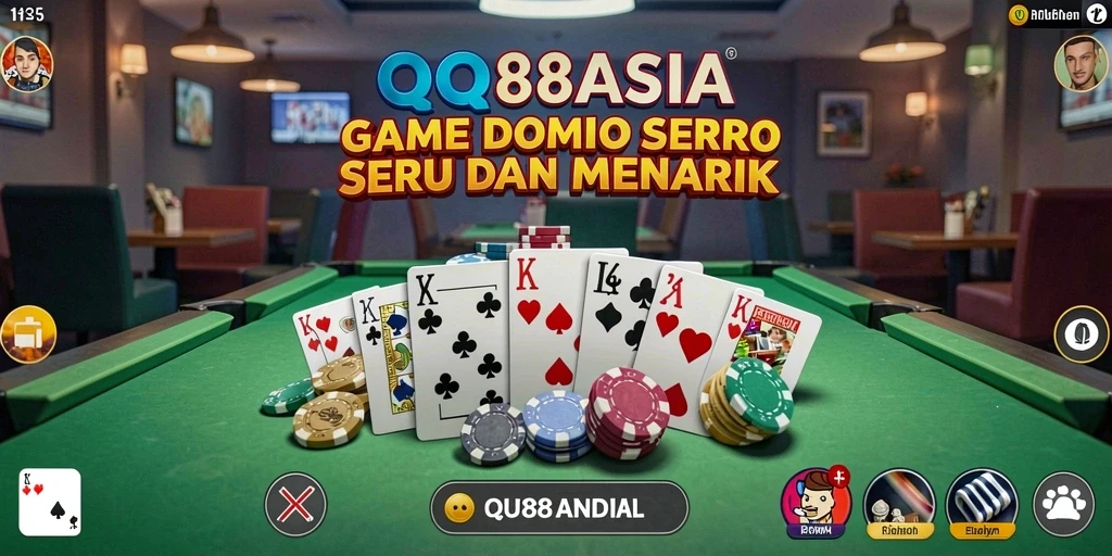 Screenshot utama QQ88ASIA menampilkan gameplay Domino yang seru.