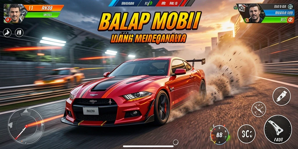Tampilan mendebarkan dari gameplay balap mobil RK88.