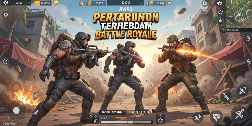 Tampilan gameplay mendebarkan dalam pertarungan Battle Royale RVIP3.