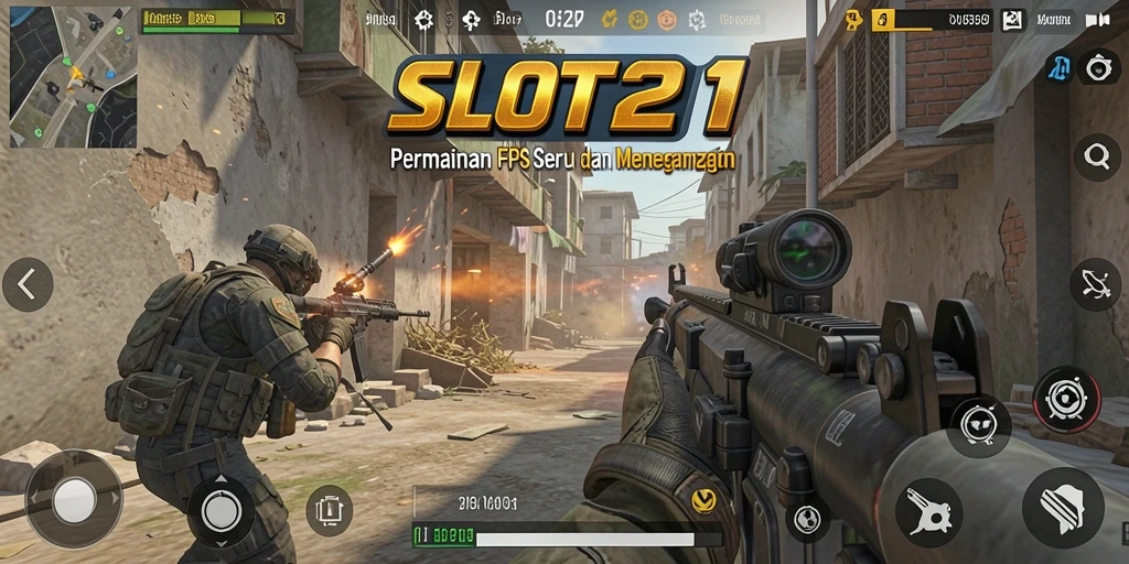 Screenshot SLOT21 menampilkan aksi FPS yang intens dan mendebarkan.