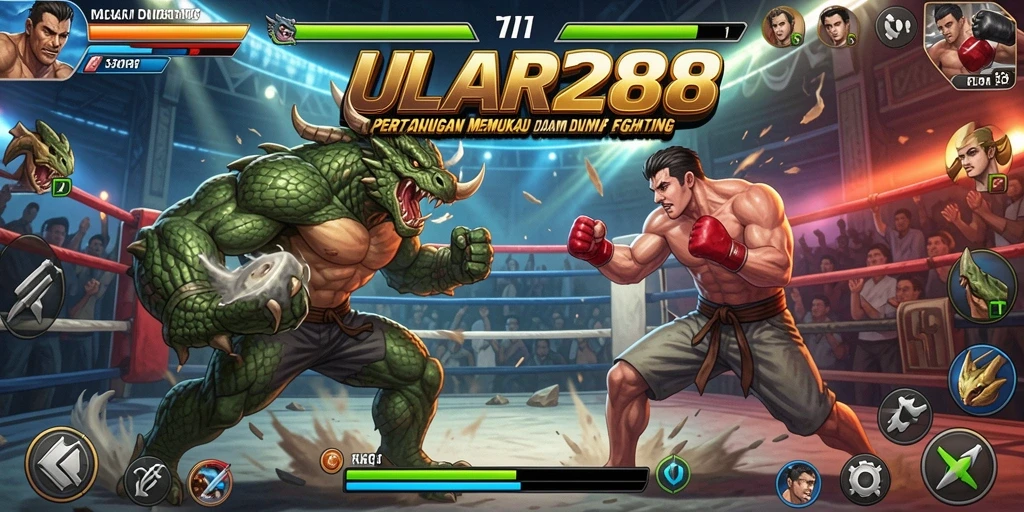 Tangkapan layar utama game ULAR288 menampilkan epic duel dalam Fighting.