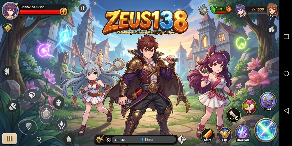Screenshot gameplay ZEUS138 menampilkan karakter anime yang aksi penuh.